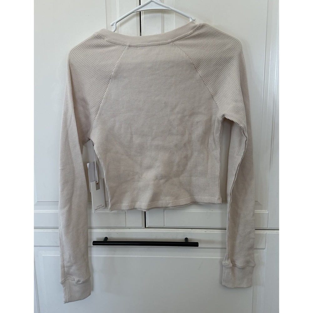 Good American Bone091  Women's Sleeve  Crop Top Size 2 Beige - Picture 5 of 5